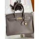 HERMES Birkin 35 Etain Epsom Gold-tone Hardware