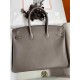 HERMES Birkin 35 Etain Epsom Gold-tone Hardware