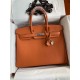 HERMES Birkin 35 Orange Epsom Silver-tone Hardware