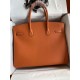 HERMES Birkin 35 Orange Epsom Silver-tone Hardware