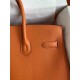 HERMES Birkin 35 Orange Epsom Silver-tone Hardware