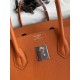 HERMES Birkin 35 Orange Epsom Silver-tone Hardware