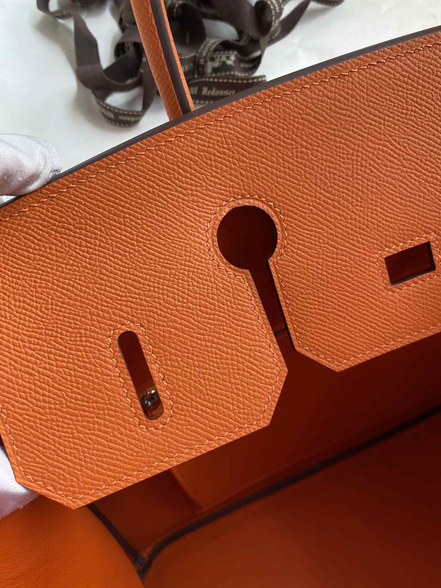 HERMES Birkin 35 Orange Epsom Silver-tone Hardware