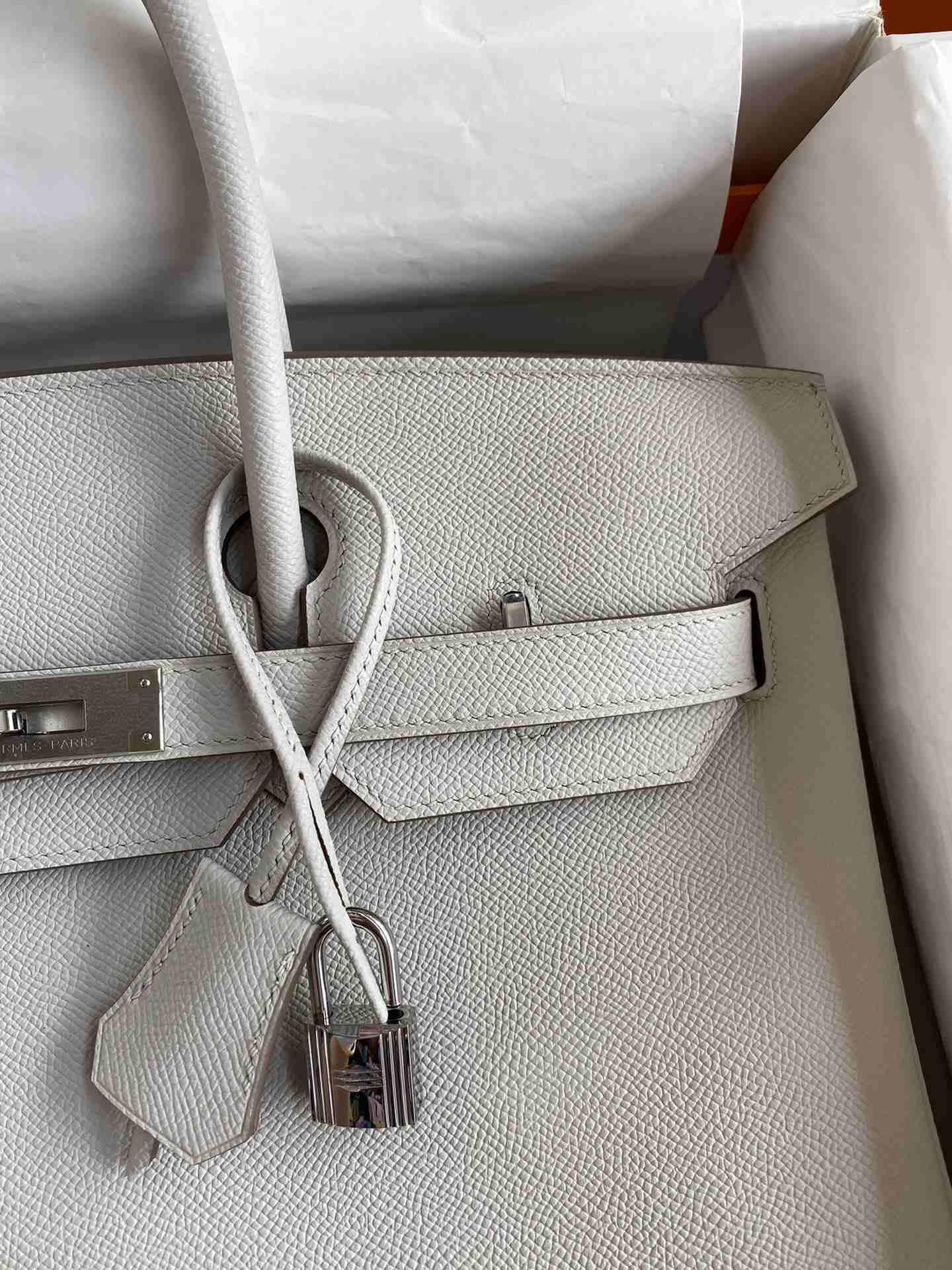 HERMES Birkin 35 Gris Perle Epsom Silver-tone Hardware