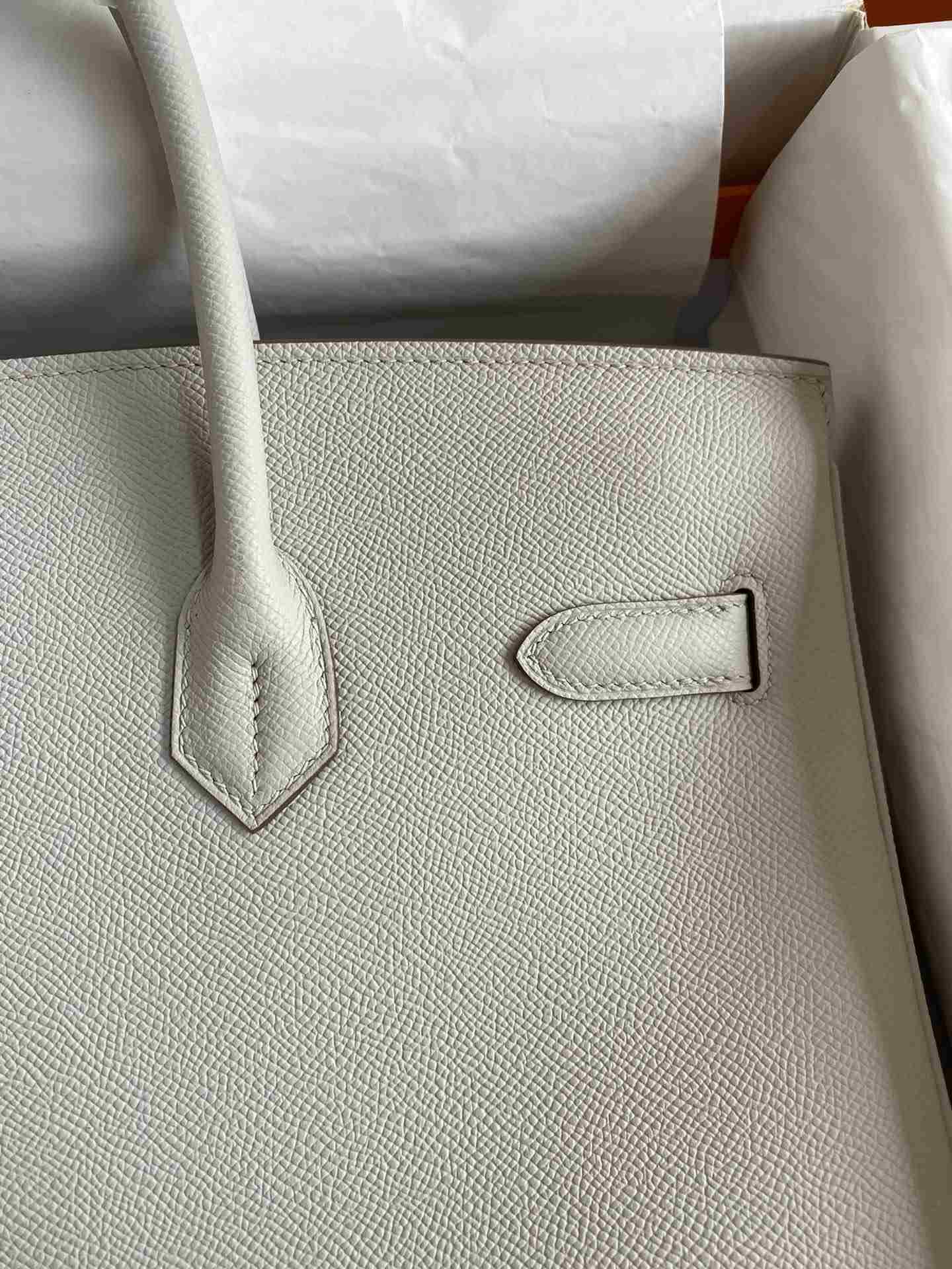 HERMES Birkin 35 Gris Perle Epsom Silver-tone Hardware