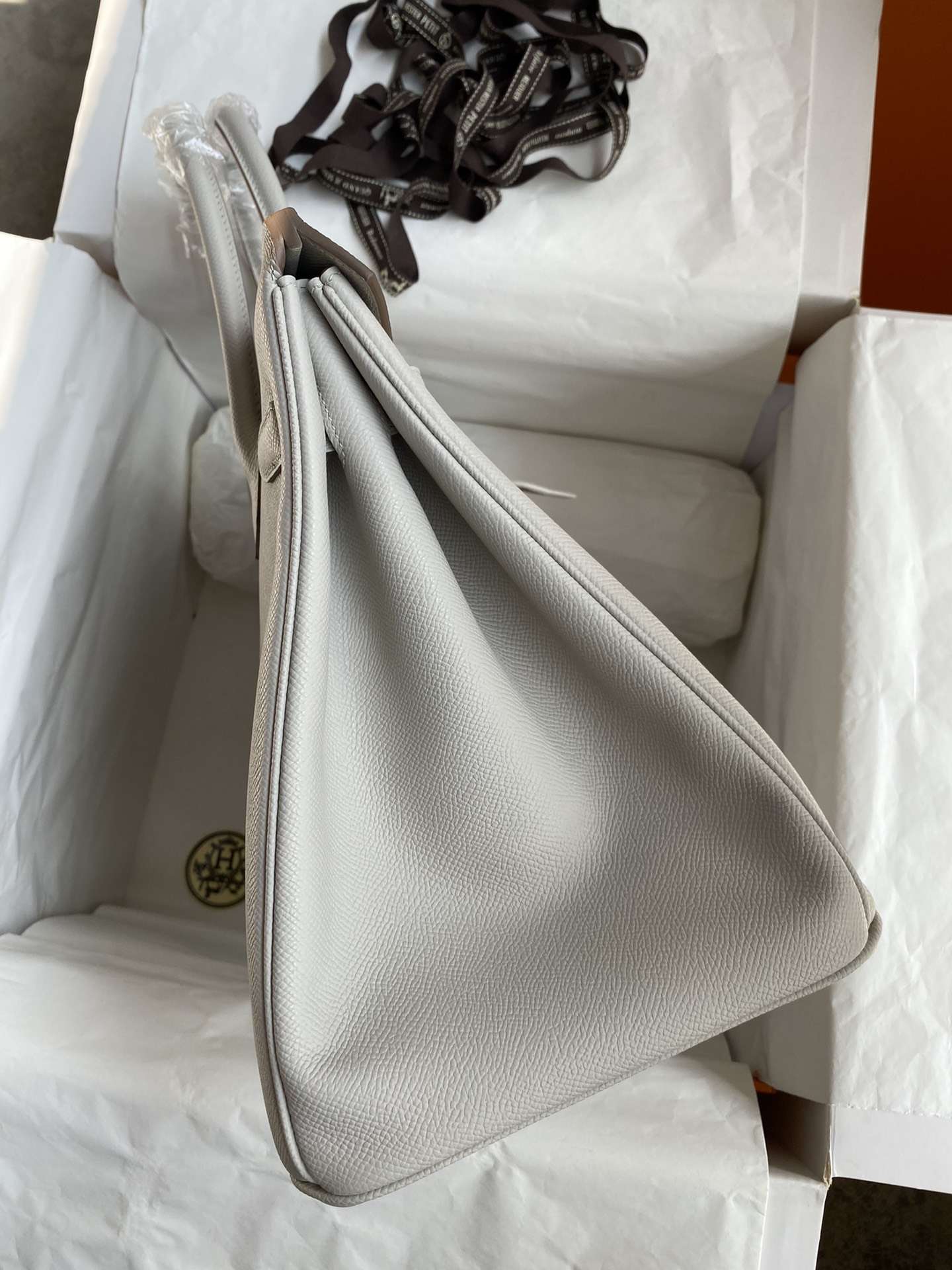 HERMES Birkin 35 Gris Perle Epsom Silver-tone Hardware