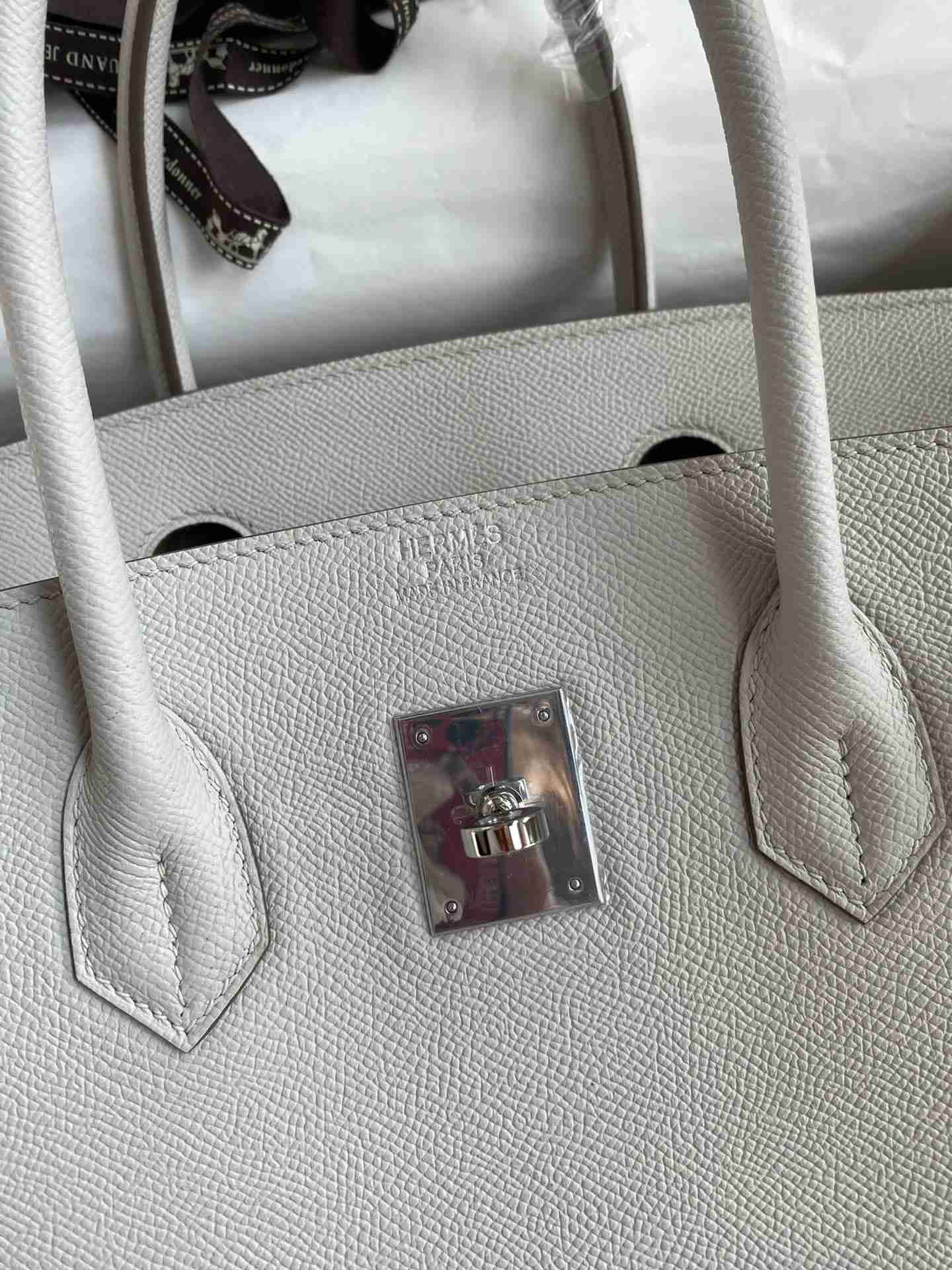 HERMES Birkin 35 Gris Perle Epsom Silver-tone Hardware