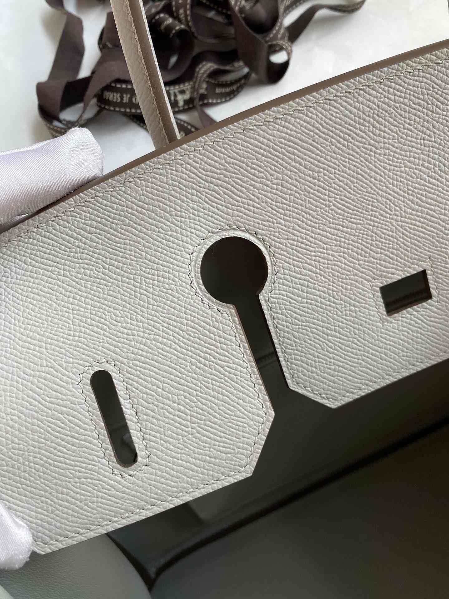 HERMES Birkin 35 Gris Perle Epsom Silver-tone Hardware