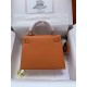 HERMES Kelly 25 Orange Epsom Silver-tone Hardware