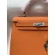 HERMES Kelly 25 Orange Epsom Silver-tone Hardware