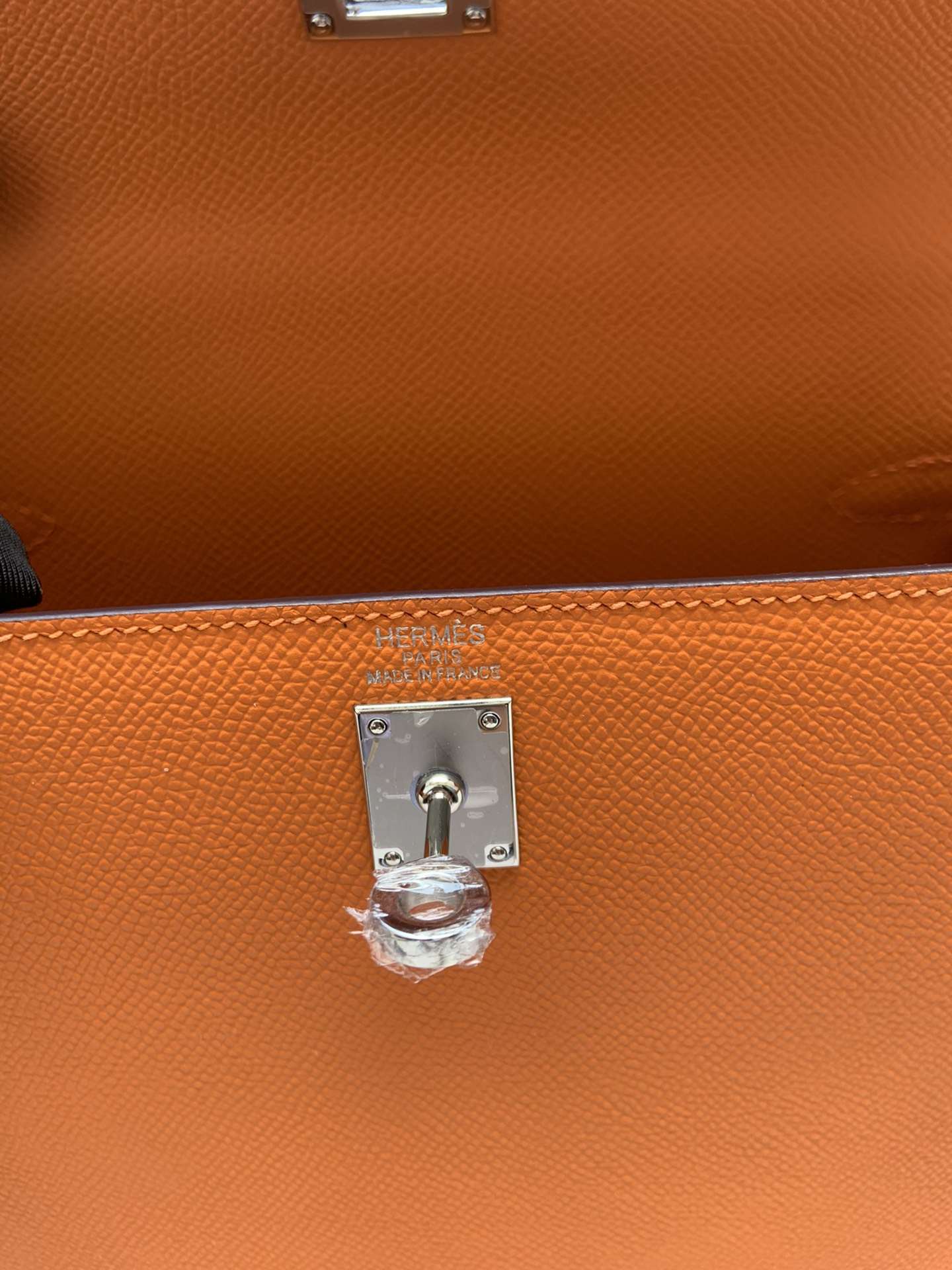 HERMES Kelly 25 Orange Epsom Silver-tone Hardware