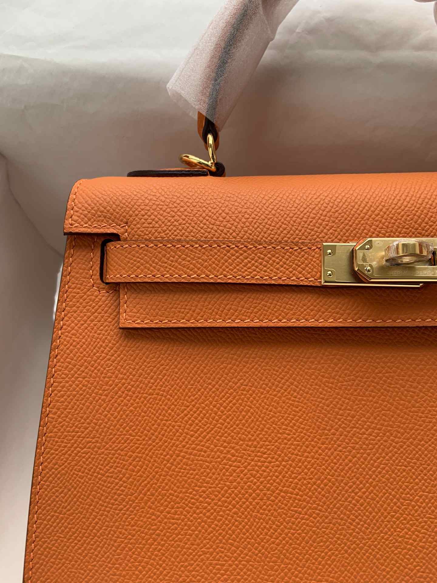 HERMES Kelly 25 Orange Epsom Gold-tone Hardware