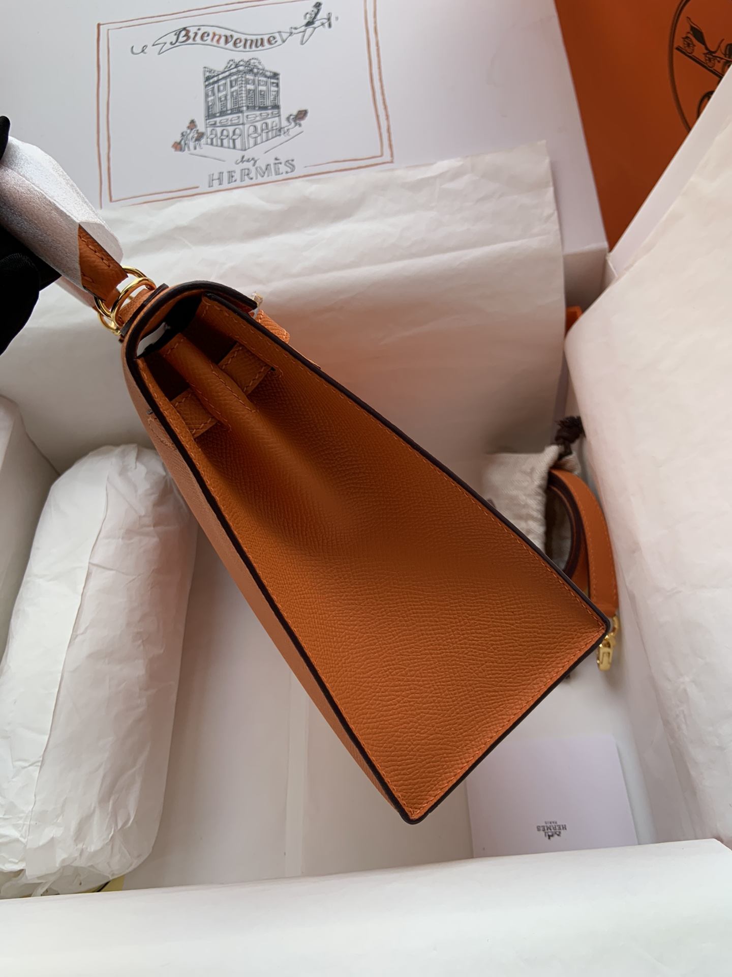 HERMES Kelly 25 Orange Epsom Gold-tone Hardware