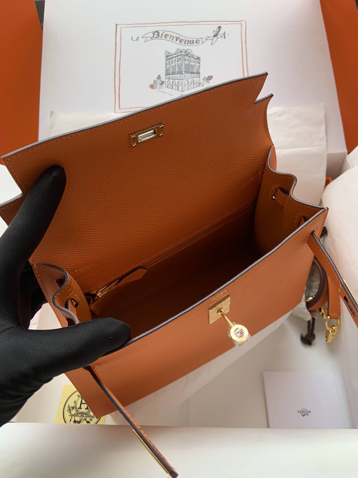 HERMES Kelly 25 Orange Epsom Gold-tone Hardware