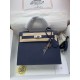 HERMES Kelly 25 Deep Blue Epsom Silver-tone Hardware