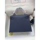 HERMES Kelly 25 Deep Blue Epsom Silver-tone Hardware