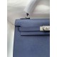 HERMES Kelly 25 Deep Blue Epsom Silver-tone Hardware