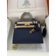 HERMES Kelly 25 Deep Blue Epsom Gold-tone Hardware