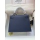 HERMES Kelly 25 Deep Blue Epsom Gold-tone Hardware