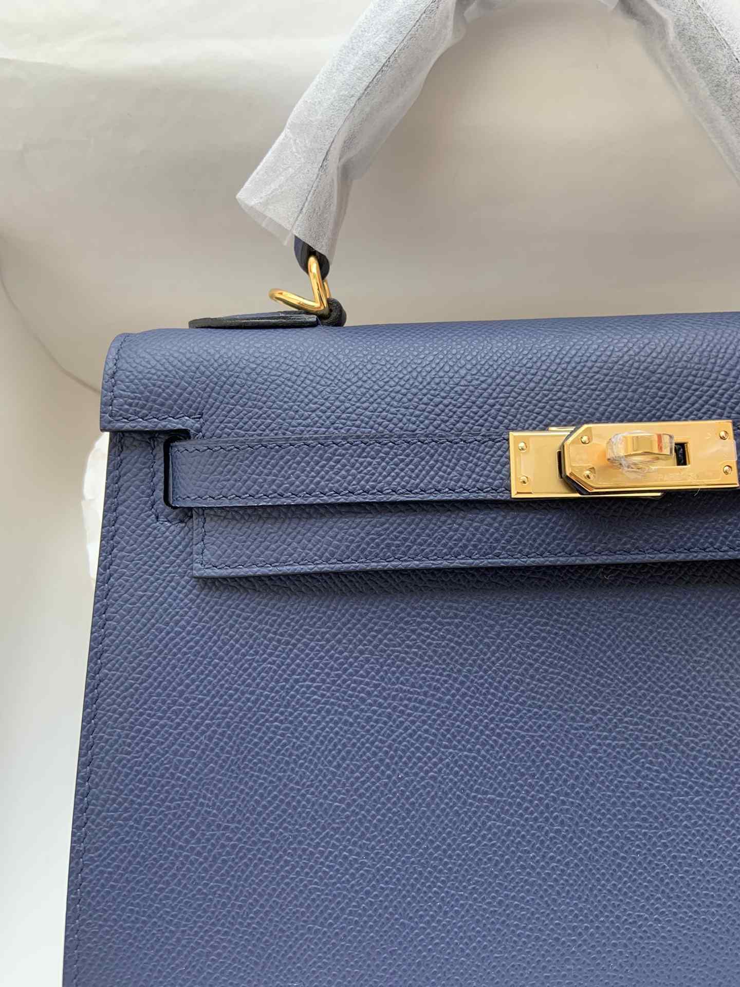 HERMES Kelly 25 Deep Blue Epsom Gold-tone Hardware