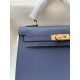 HERMES Kelly 25 Deep Blue Epsom Gold-tone Hardware