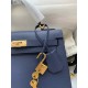 HERMES Kelly 25 Deep Blue Epsom Gold-tone Hardware