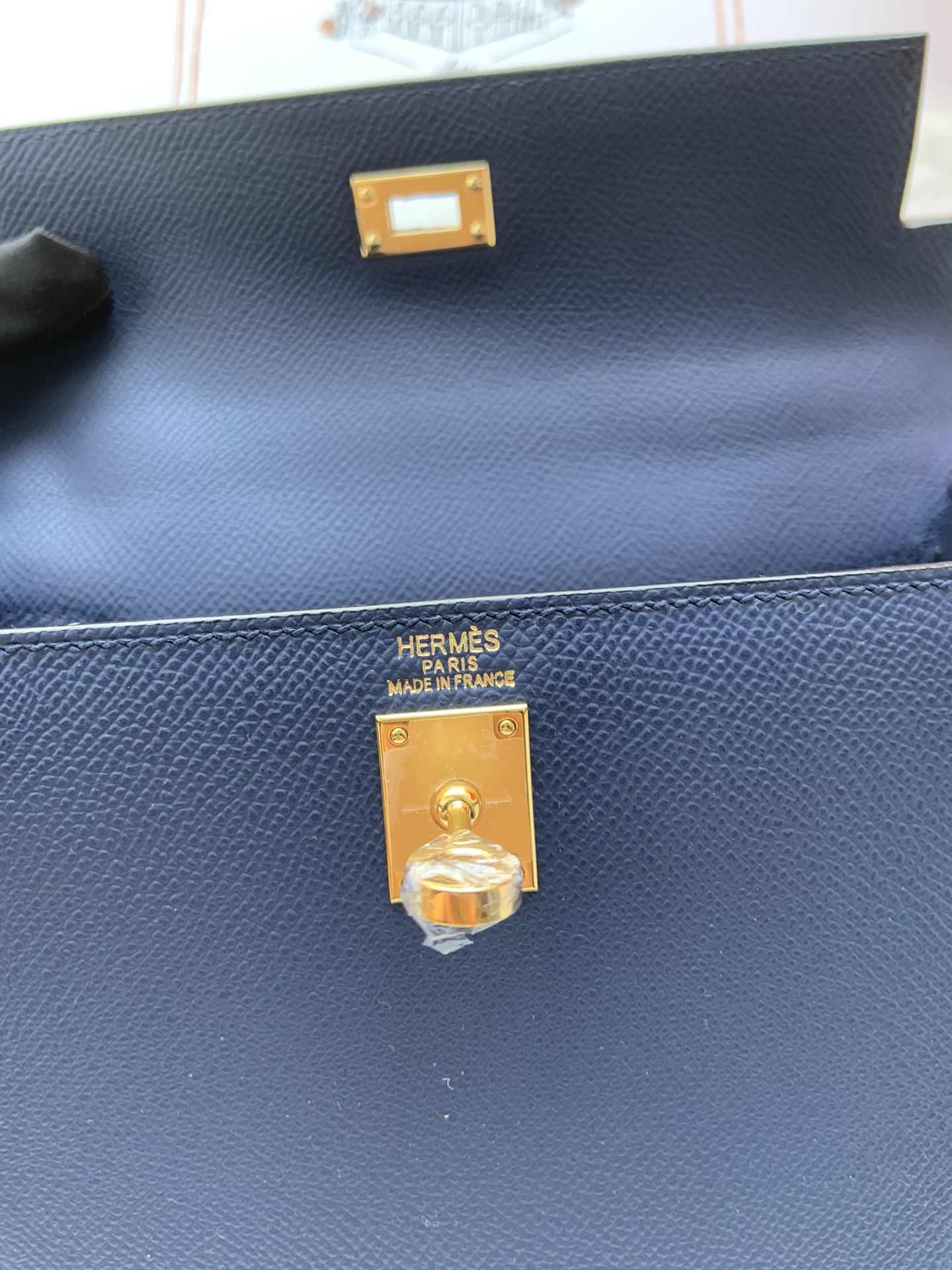 HERMES Kelly 25 Deep Blue Epsom Gold-tone Hardware