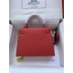 HERMES Kelly 25 Rouge De Corur Epsom Silver-tone Hardware