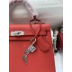 HERMES Kelly 25 Rouge De Corur Epsom Silver-tone Hardware