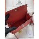 HERMES Kelly 25 Rouge De Corur Epsom Silver-tone Hardware