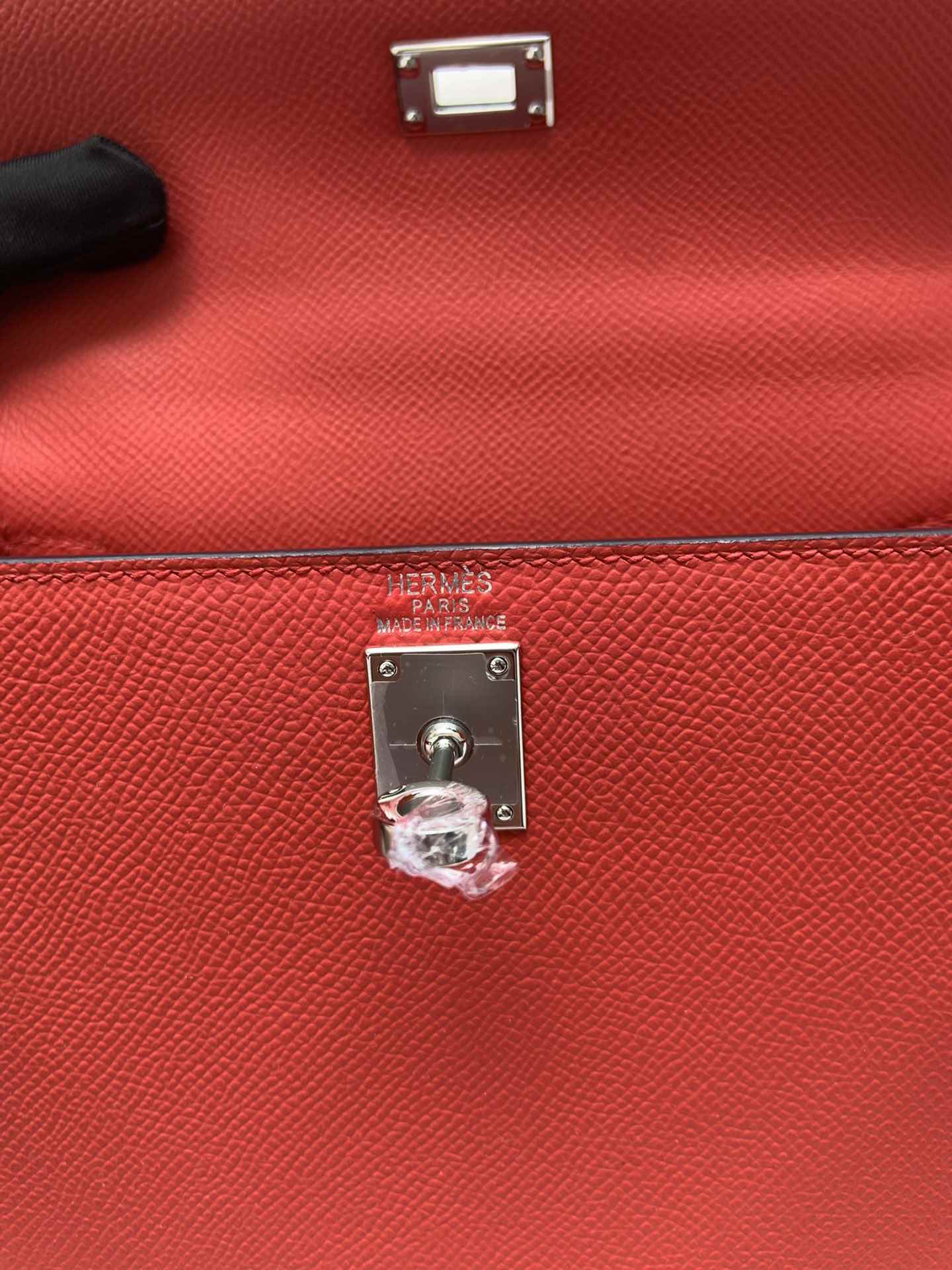 HERMES Kelly 25 Rouge De Corur Epsom Silver-tone Hardware