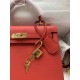 HERMES Kelly 25 Rouge De Corur Epsom Gold-tone Hardware