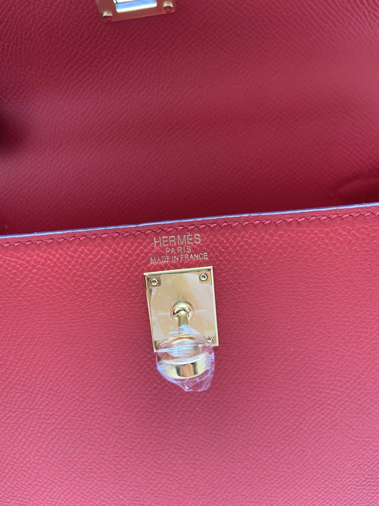 HERMES Kelly 25 Rouge De Corur Epsom Gold-tone Hardware