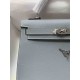 HERMES Kelly 25 Bleu Lin Epsom Silver-tone Hardware