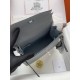 HERMES Kelly 25 Bleu Lin Epsom Silver-tone Hardware