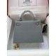 HERMES Kelly 25 Bleu Lin Epsom Gold-tone Hardware