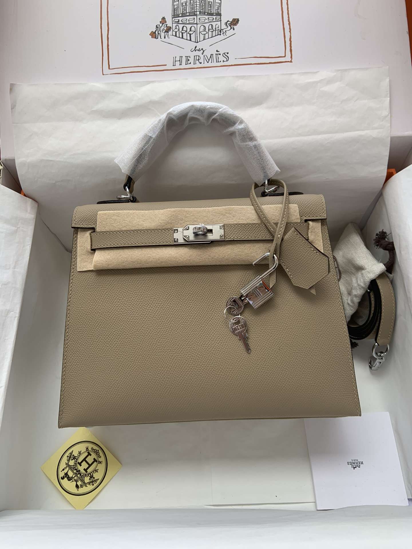 HERMES Kelly 25 Trench Epsom Silver-tone Hardware