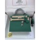 HERMES Kelly 25 Malachite Epsom Silver-tone Hardware