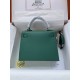 HERMES Kelly 25 Malachite Epsom Silver-tone Hardware