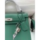 HERMES Kelly 25 Malachite Epsom Silver-tone Hardware