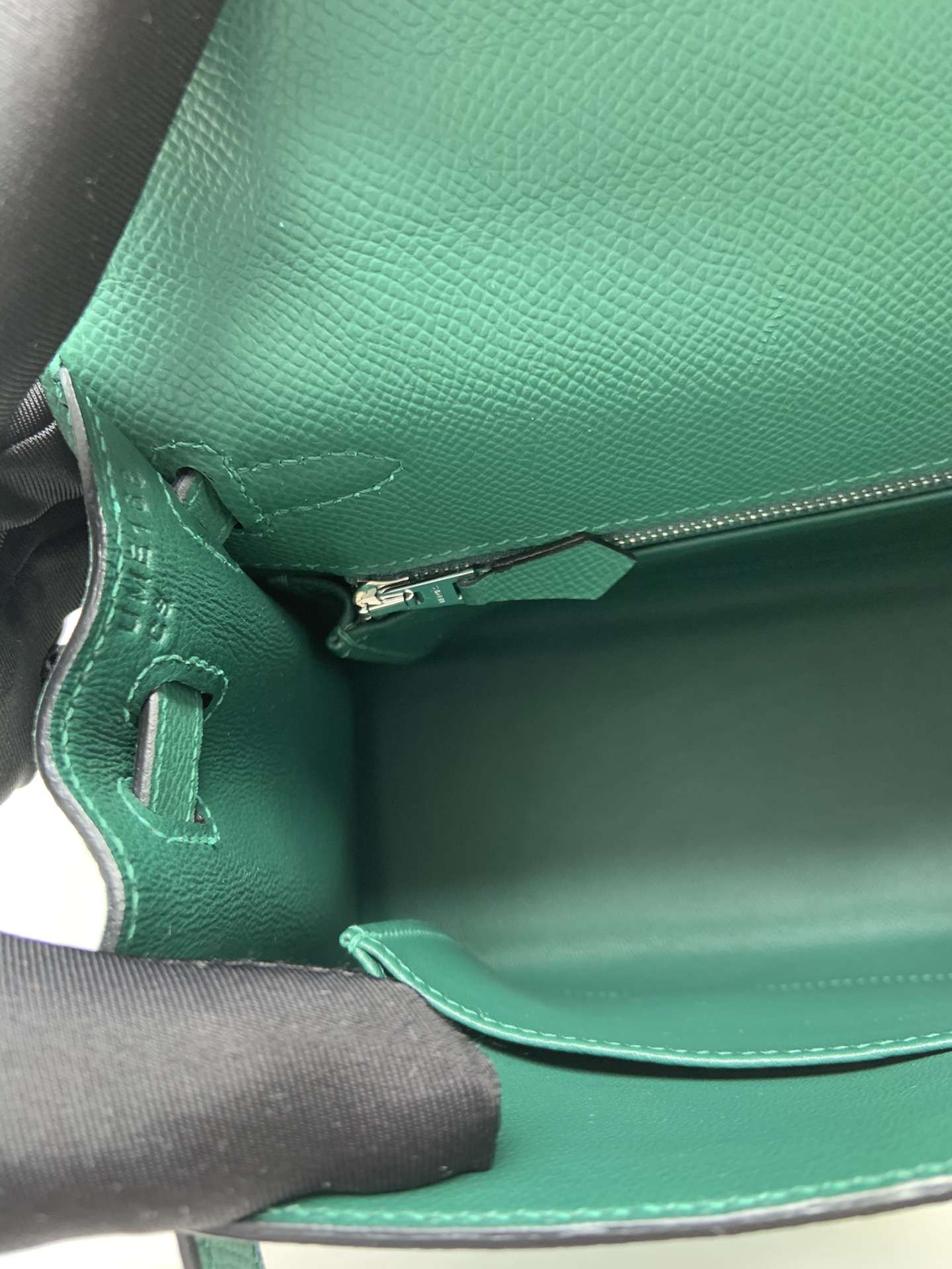 HERMES Kelly 25 Malachite Epsom Silver-tone Hardware