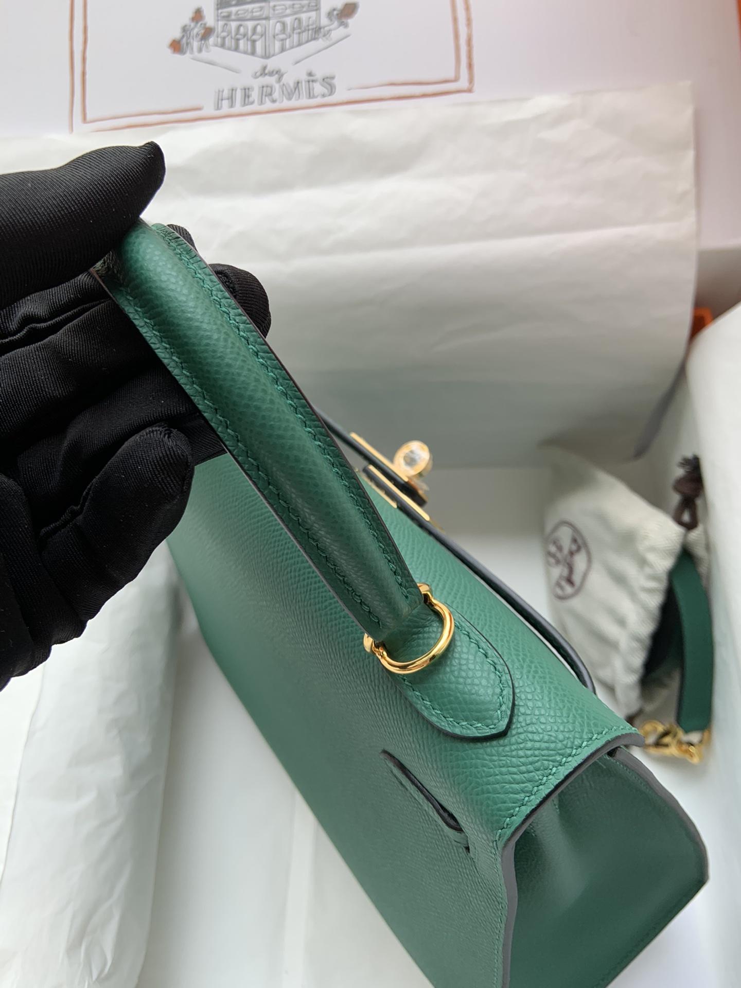 HERMES Kelly 25 Malachite Epsom Gold-tone Hardware