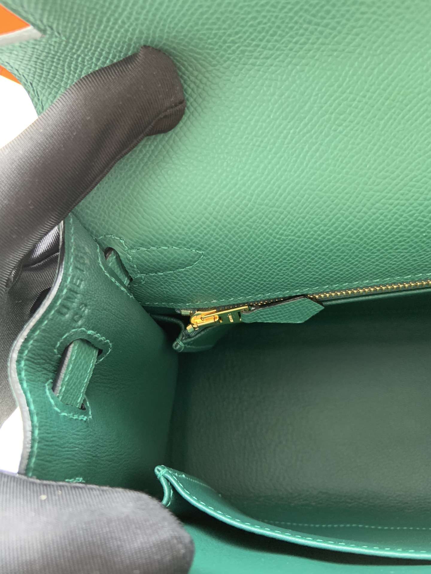 HERMES Kelly 25 Malachite Epsom Gold-tone Hardware