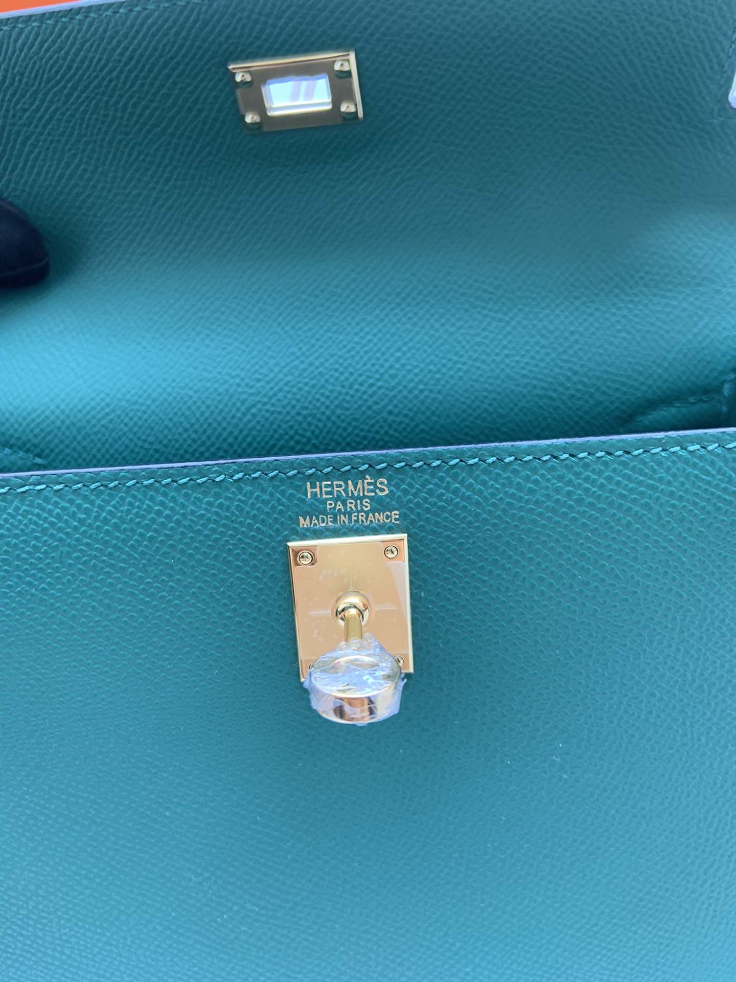 HERMES Kelly 25 Malachite Epsom Gold-tone Hardware