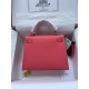 HERMES Kelly 25 Rose Lipsur Epsom Silver-tone Hardware