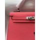 HERMES Kelly 25 Rose Lipsur Epsom Silver-tone Hardware