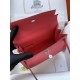 HERMES Kelly 25 Rose Lipsur Epsom Silver-tone Hardware