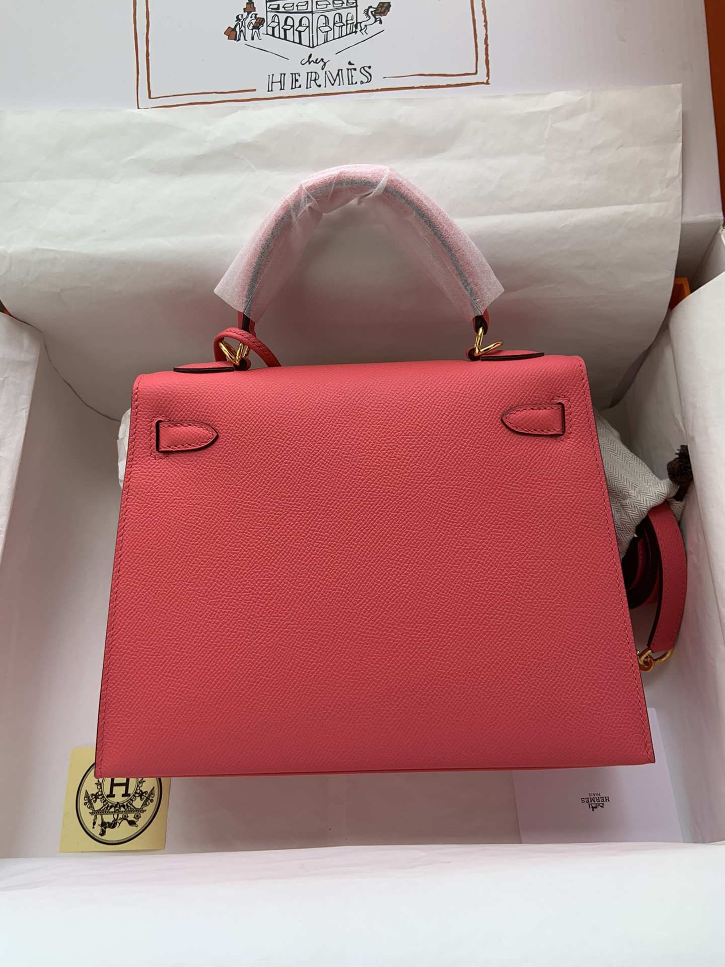 HERMES Kelly 25 Rose Lipsur Epsom Gold-tone Hardware