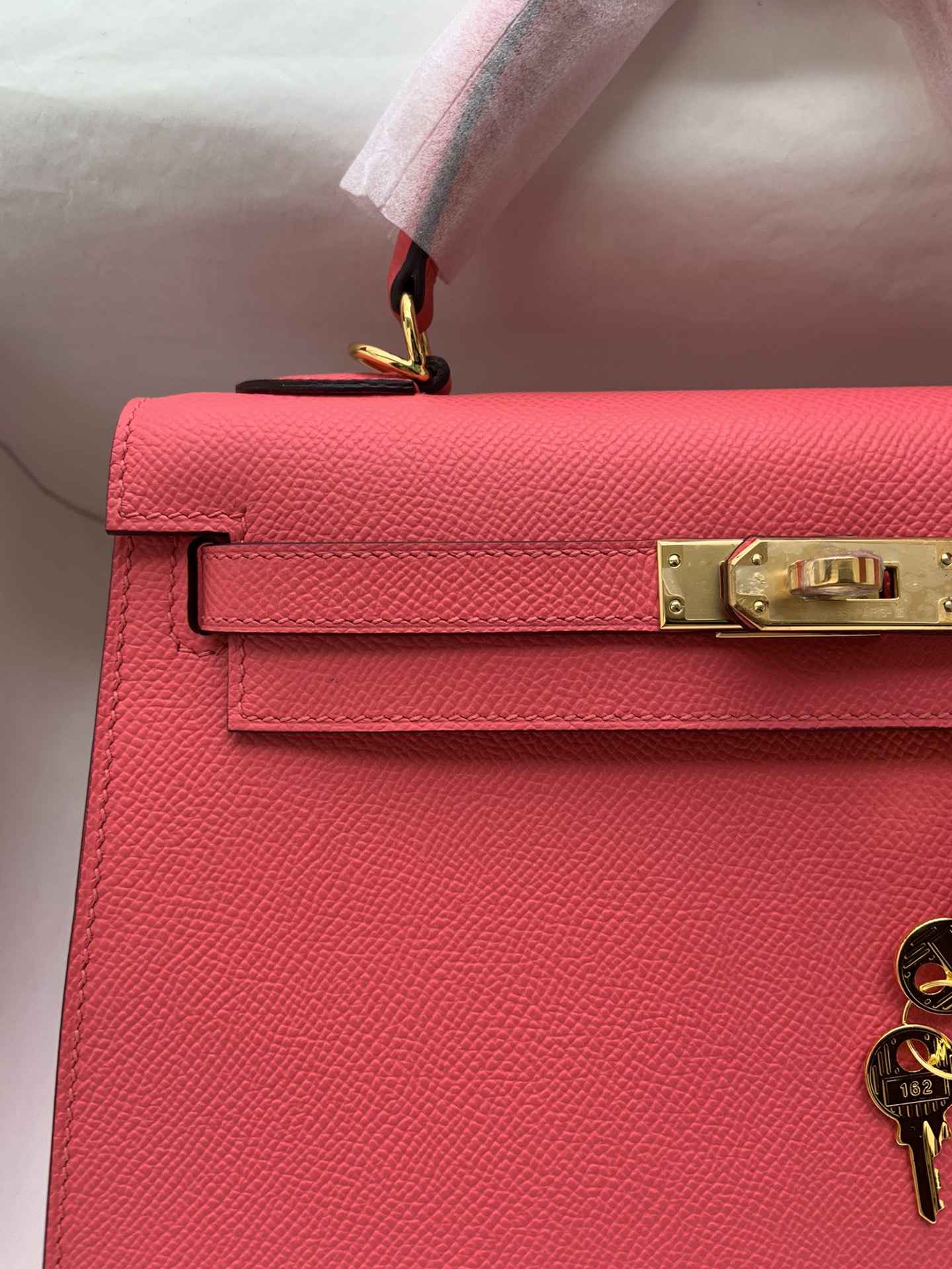 HERMES Kelly 25 Rose Lipsur Epsom Gold-tone Hardware