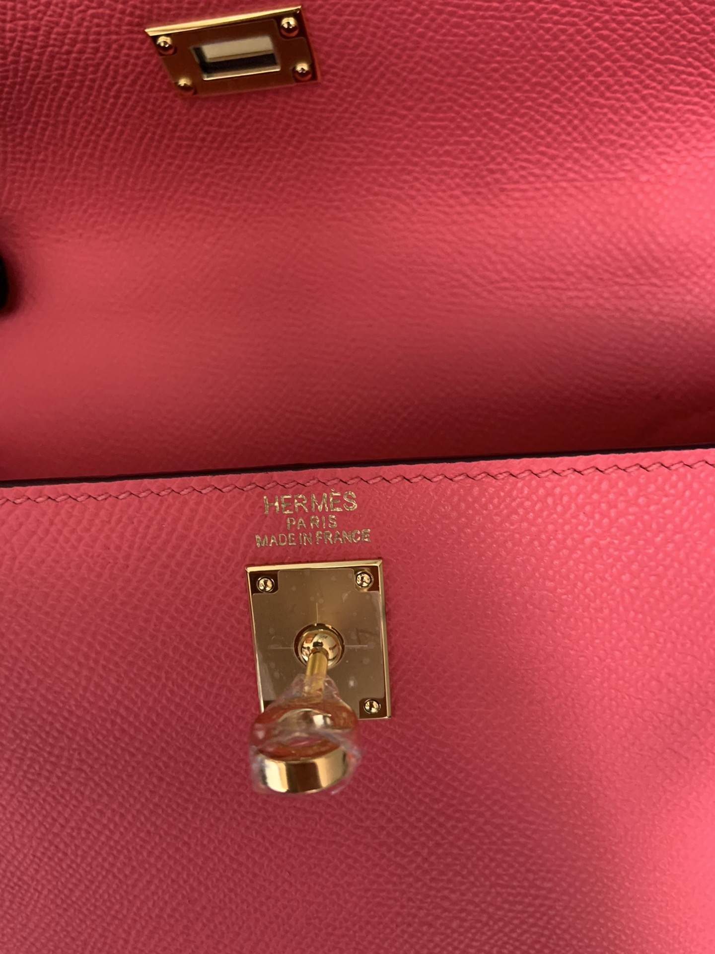 HERMES Kelly 25 Rose Lipsur Epsom Gold-tone Hardware